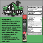 Farm Creek Meats 7 Pepper product label with ingredients, nutrition facts, and packaging details.